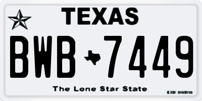 TX license plate BWB7449