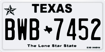 TX license plate BWB7452
