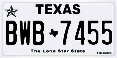 TX license plate BWB7455