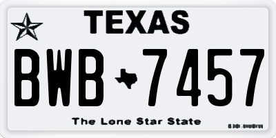TX license plate BWB7457