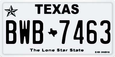 TX license plate BWB7463