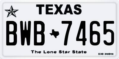 TX license plate BWB7465