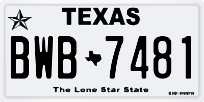 TX license plate BWB7481