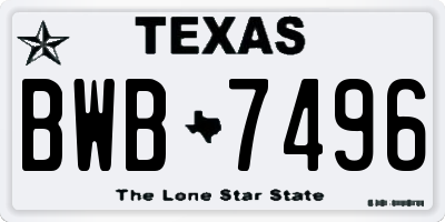 TX license plate BWB7496