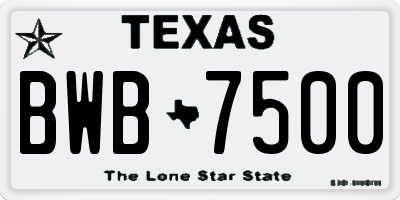 TX license plate BWB7500