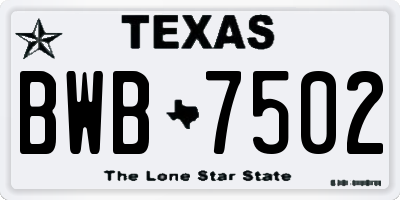 TX license plate BWB7502