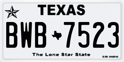 TX license plate BWB7523