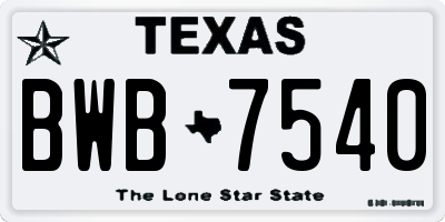 TX license plate BWB7540