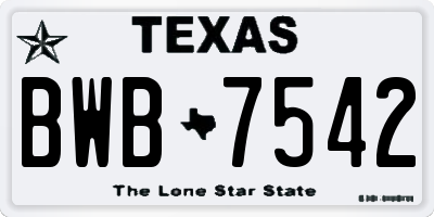TX license plate BWB7542