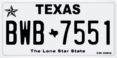 TX license plate BWB7551
