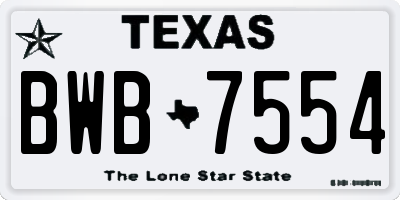 TX license plate BWB7554