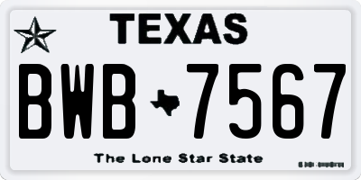 TX license plate BWB7567