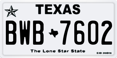 TX license plate BWB7602