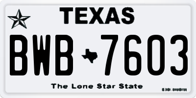 TX license plate BWB7603