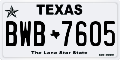 TX license plate BWB7605