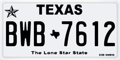 TX license plate BWB7612