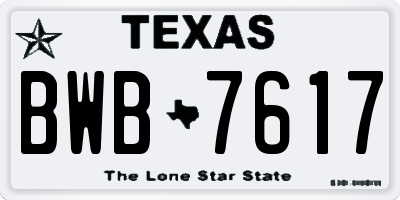 TX license plate BWB7617