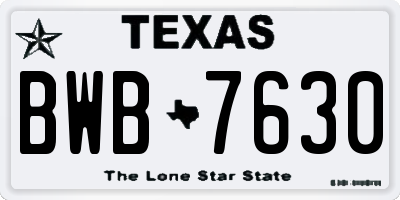 TX license plate BWB7630