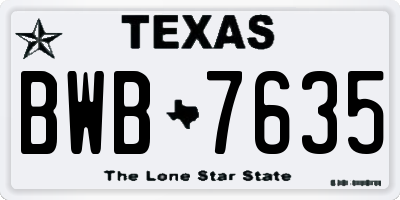 TX license plate BWB7635