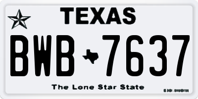 TX license plate BWB7637