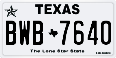 TX license plate BWB7640