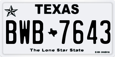 TX license plate BWB7643