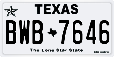 TX license plate BWB7646