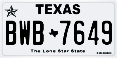 TX license plate BWB7649