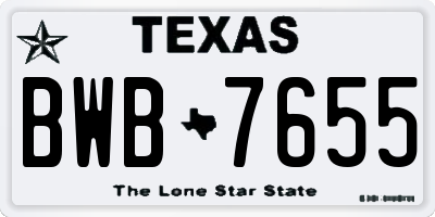 TX license plate BWB7655