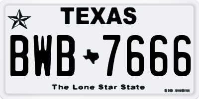 TX license plate BWB7666