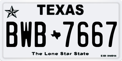 TX license plate BWB7667