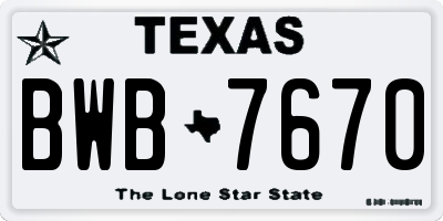 TX license plate BWB7670