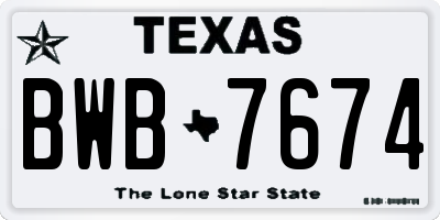 TX license plate BWB7674