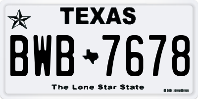 TX license plate BWB7678