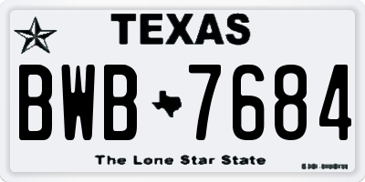 TX license plate BWB7684