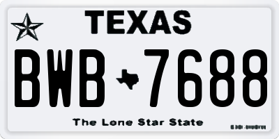 TX license plate BWB7688