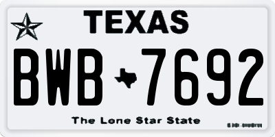 TX license plate BWB7692