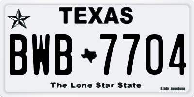 TX license plate BWB7704