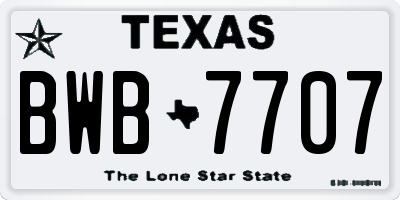 TX license plate BWB7707