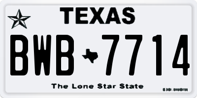 TX license plate BWB7714