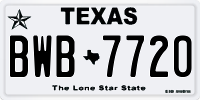 TX license plate BWB7720