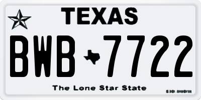 TX license plate BWB7722