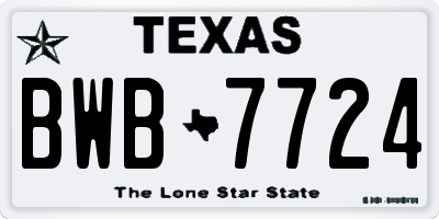 TX license plate BWB7724