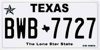 TX license plate BWB7727