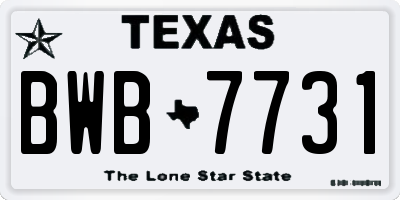 TX license plate BWB7731