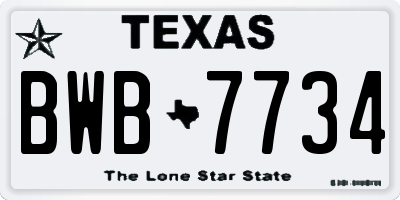 TX license plate BWB7734