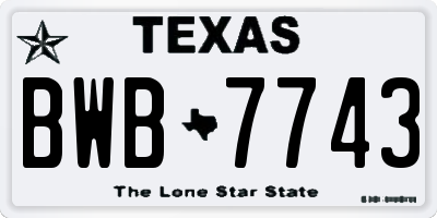 TX license plate BWB7743