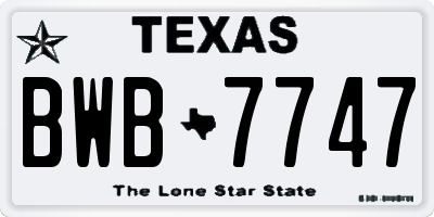TX license plate BWB7747