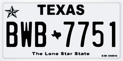 TX license plate BWB7751