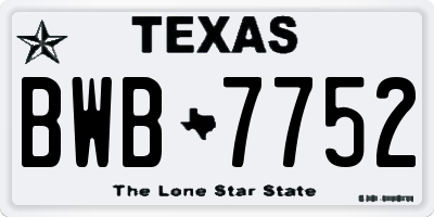TX license plate BWB7752